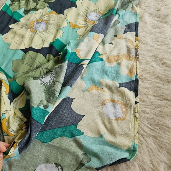 O'Neill O’Neill Neptune Floral Maxi A-line Side Slits Teal Dress Size S - Picture 6 of 9